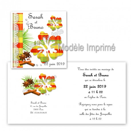 faire-part-hibiscus-madras-jaune