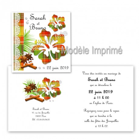 faire-part-hibiscus-madras-rouge